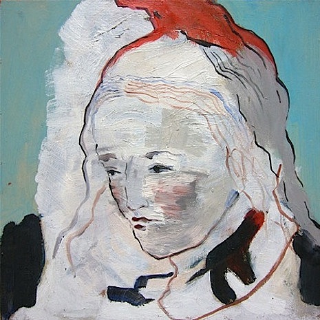 Claudia Rößger: Phrygische Mütze, 2015, 
Öl auf Hartfaser, 30 x 30 cm

