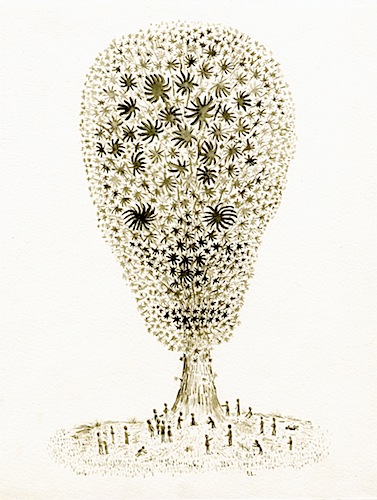 Fabian Lehnert: Unter dem Baum, 2014, 
Aquarell auf Papier, 23 x 17 cm

