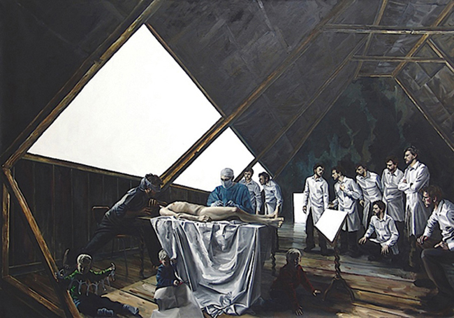 David O'Kane: Dissection, 2009, Ã–l auf Leinwand, 210 x 300 cm 
/Private Collection Leipzig 
