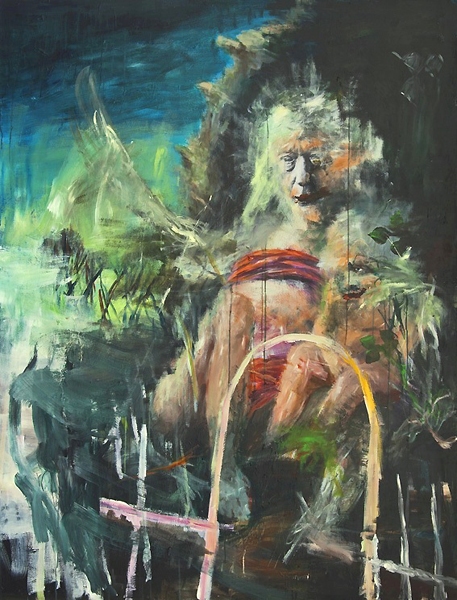 Alexander KÃ¶nig: Felsgrottenmadonna, 2012, oil on canvas, 120 x 145 cm