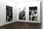 Peter Hock: Ossanatenlandschaft, 2014, bei Josef Filipp, Ausstellungsansicht [Reißkohle auf Papier, je 240 x 150 cm]


