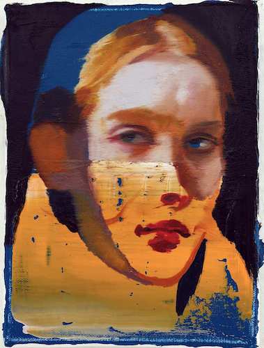 Rayk Goetze: Bionda, 2021, Öl auf Leinwand, 24 x 18 cm

