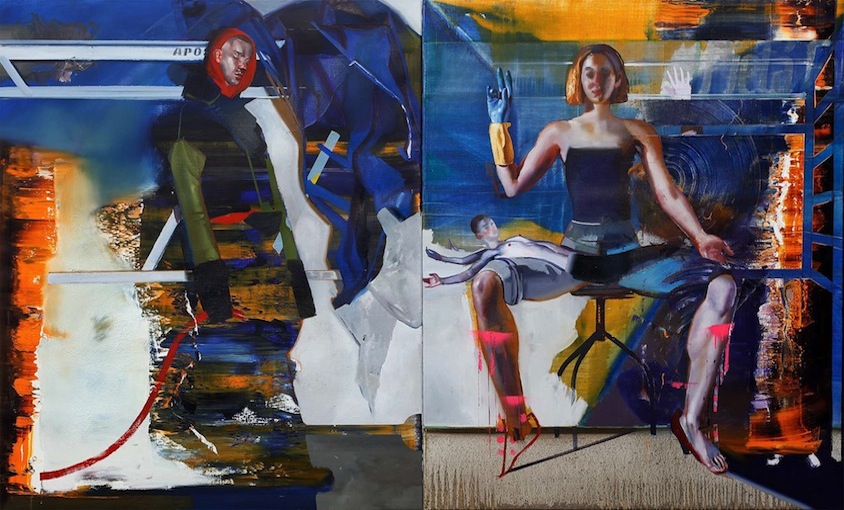 Rayk Goetze: Diptych 2 [Zustand], 2019, Öl auf Leinwand, 130 x 220 cm [2-teilig]

