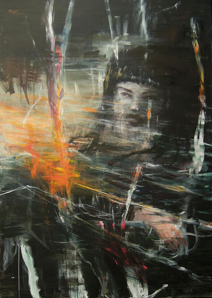Alexander KÃ¶nig: E. T. [Floating Mate], 2012, oil on canvas, 140 x 100 cm