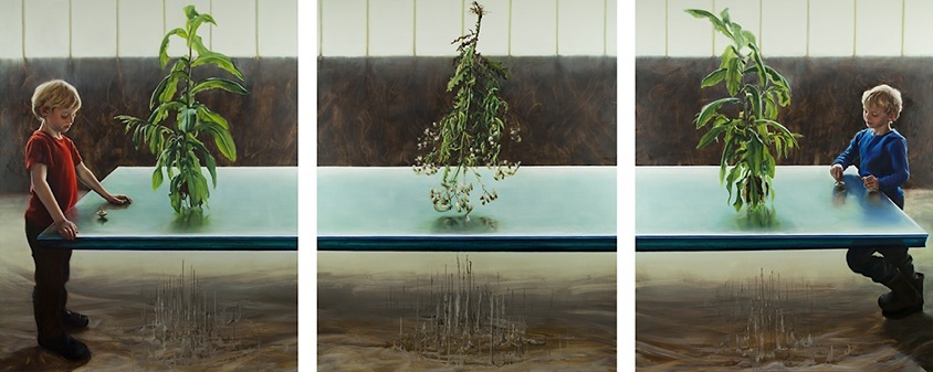 David O´Kane: Continuum, 2013, triptych, oil on linen, each 200 x 160 cm
/St. Elisabeth, academic teaching hospital of the University of Leipzig, lecture hall
David O´Kane: Continuum, 2013, triptych, oil on linen, each 200 x 160 cm
/St. Elisabeth, academic teaching hospital of the University of Leipzig, lecture hall