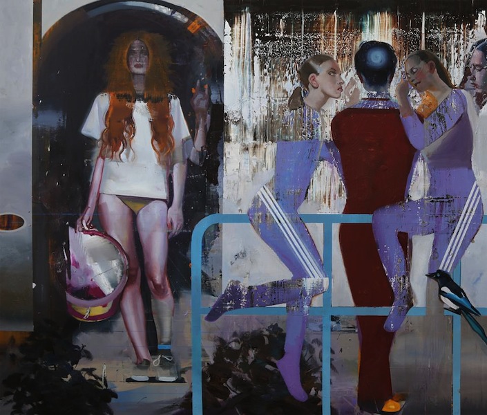 Rayk Goetze: Elsterbad, 2018, oil and acrylic on canvas, 120 x 140 cm
Rayk Goetze: Elsterbad, 2018, oil and acrylic on canvas, 120 x 140 cm