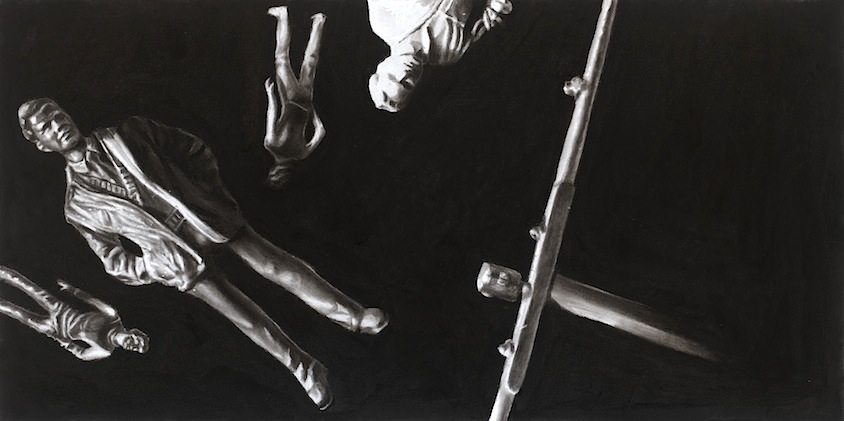 Peter Hock: 7. Reise, 2019, charcoal on paper, 30 x 60 cm 

