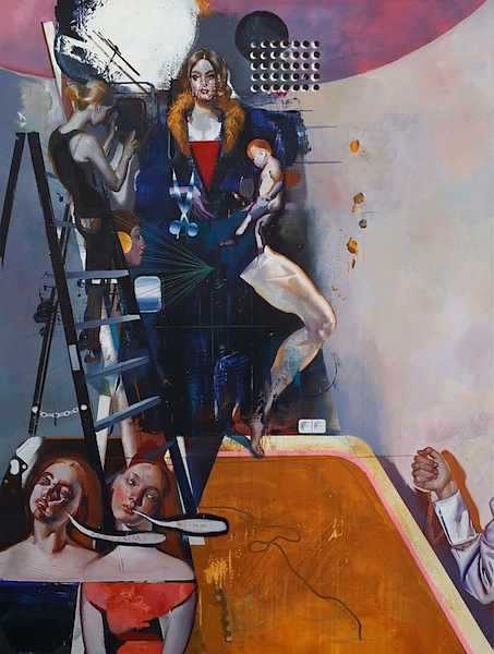 Rayk Goetze: Marieenstudio [Schlimm, Schlimm], 2019,
oil and acrylic on canvas, 200 x 150 cm

