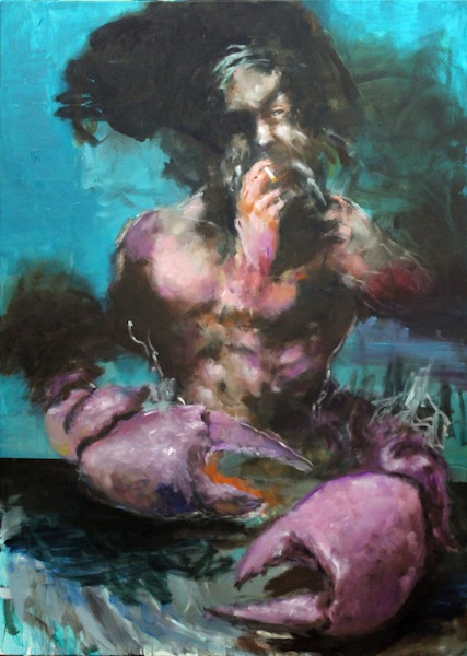 Alexander KÃ¶nig: Krabbe, 2020, oil on canvas, 130 x 80 cm

