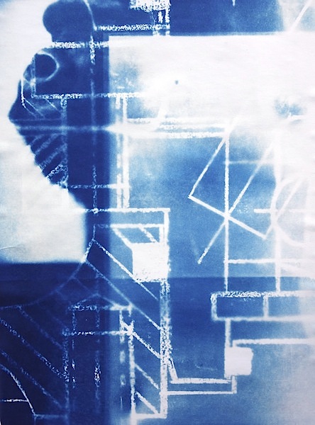 Klara Meinhardt: from the series Fries, 2016, Cyanotype on paper, 45 x 33 cm

